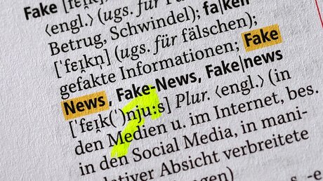Das Wort "Fake News" im Duden / ©  Jens Kalaene (dpa)