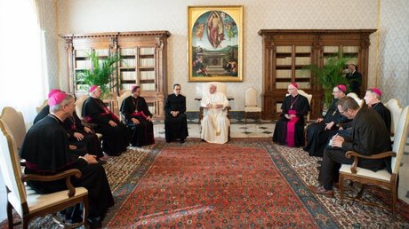 Schweizer Bischöfe bei Papst Franziskus / © Vatican Media/Romano Siciliani (KNA)