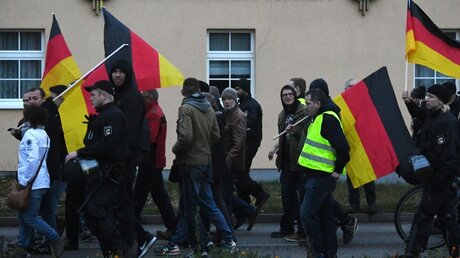 Anhänger der AfD bei einer Demonstration / © Stefan Sauer (dpa)