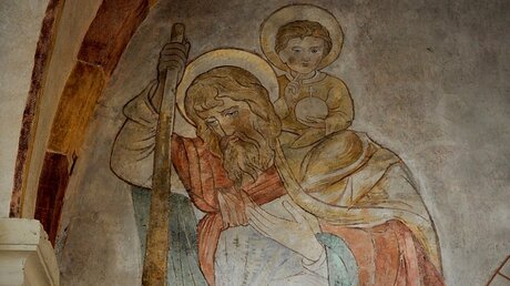 Fresko mit Darstellung des Heiligen Christophorus im Dom Sankt Georg in Limburg (KNA)