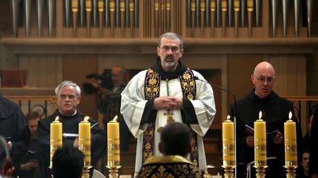 Pierbattista Pizzaballa (m.), neuer Apostolischer Administrator im Heiligen Land / © Abed Al Hashlamoun (dpa)