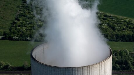 Dampf steigt aus dem Kühlturm am Kohlekraft Datteln 4 / © Bernd Thissen (dpa)