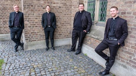 Die vier Kandidaten, die Erzbischof Woelki in diesem Jahr zu Priestern weiht / © Schoon (DR)