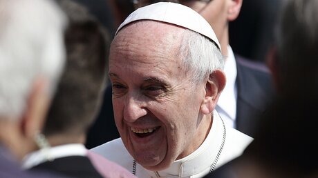 Papst Franziskus lacht / © Evandro Inetti (dpa)