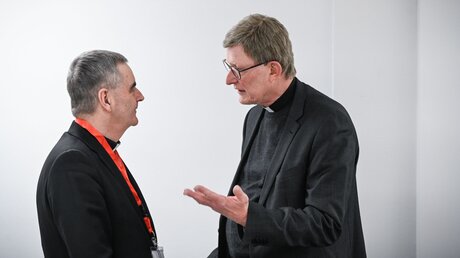 Erzbischof Nikola Eterovic (l), Apostolischer Nuntius in Deutschland, und Kardinal Rainer Maria Woelki, Erzbischof von Köln / © Julia Steinbrecht/KNA-Pool (dpa)