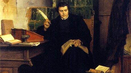 Luther übersetzt die Bibel auf der Wartburg, 1872, Paul Thumann (Wartburg-Stiftung Eisenach)