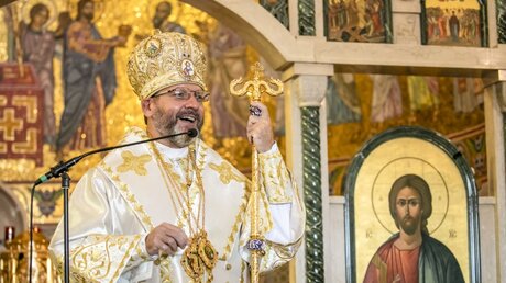 Metropolit Shevchuk bei der Bischofssynode der ukrainischen griechisch-katholischen Kirche in Rom / © Stefano Dal Pozzolo (KNA)