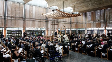 Papst Franziskus besucht Weltkirchenrat / © Paul Haring (KNA)
