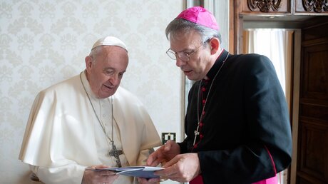 Papst Franziskus empfängt Dominique Blanchet / © Vatican Media/Romano Siciliani (KNA)