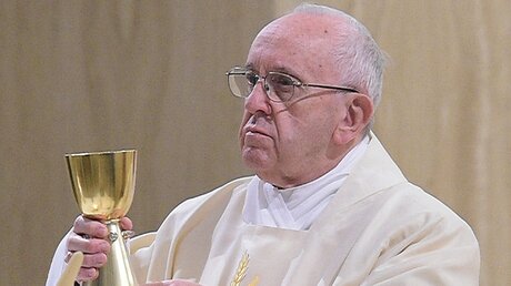 Papst Franziskus mit Kelch  (Servizio Fotografico – Vatican Media)