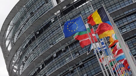 Vor dem Europäischen Parlament in Straßburg / © Patrick Seeger (dpa)