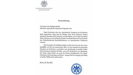 Pressemitteilung der Apostolischen Nuntiatur in Berlin (DBK)
