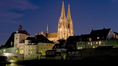 Regensburger Dom bei Nacht / © Armin Weigel (dpa)