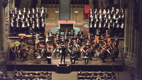 Zum 20-jährigen Bestehen des Vokalensembles Kölner Dom 2016 dirigierte Eberhard Metternich die "Missa solemnis" / © Beatrice Tomasetti (DR)