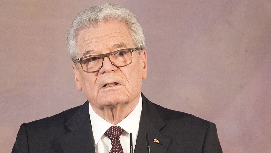 Bundespräsident Joachim Gauck während seiner Abschiedsrede / © Michael Kappeler (dpa)