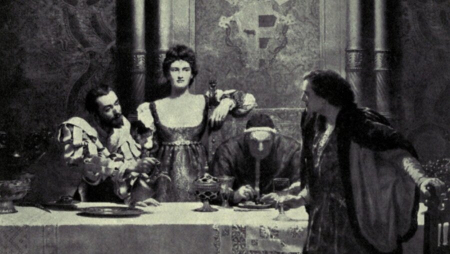 Die Illustration soll Lucrezia Borgia (m.) neben ihrem Bruder Cesare (l.) und Papst Alexander VI. zeigen / © Everett Historical (shutterstock)