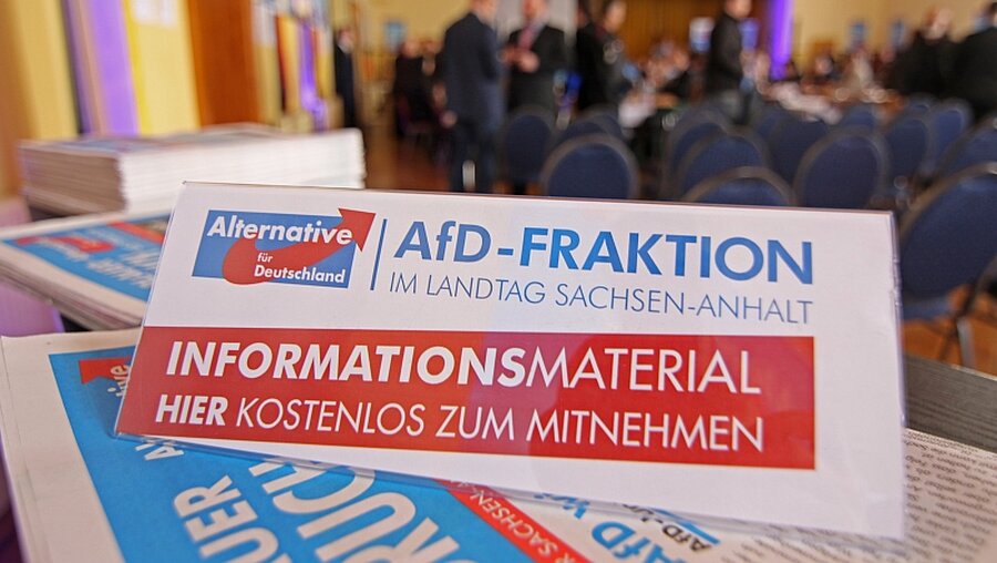 Informationsmaterial der AfD-Fraktion im Landtag Sachsen-Anhalt / © Matthias Bein (dpa)