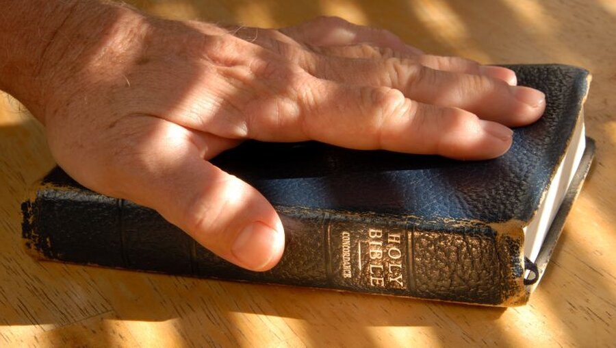 Eine Hand auf einer Bibel / © Terrance Emerson (shutterstock)