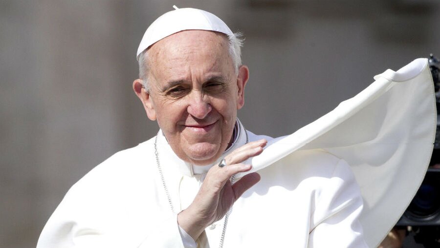 Papst Franziskus grüßt vor seiner Generalaudienz / © Claudio Peri