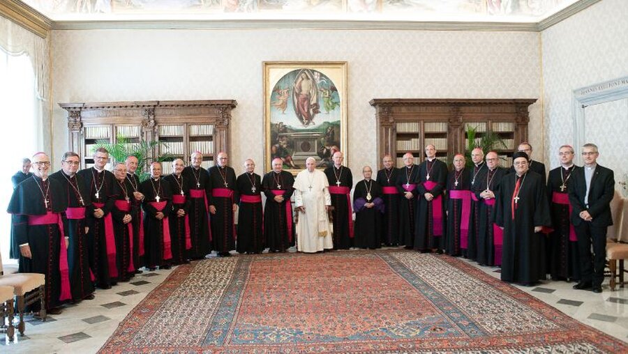 Französische Bischöfe bei Papst Franziskus / © Vatican Media/Romano Siciliani (KNA)