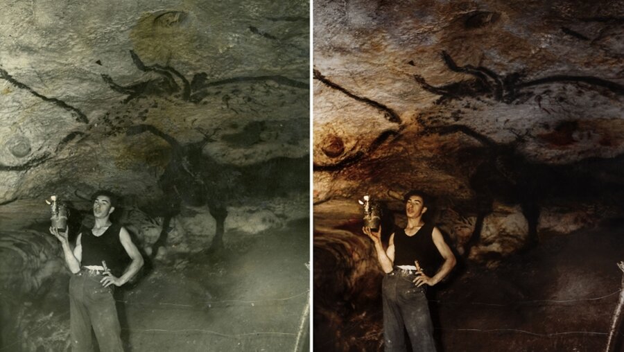 Höhlenmalereien von Lascaux / © SC Exibitions/MCC/Colorized by Jordan Lloyd (dpa)