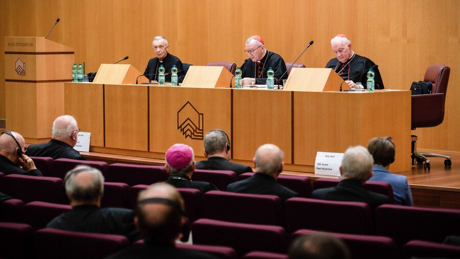 Die Kardinäle Ladaria, Parolin und Ouellet im Gespräch mit den deutschen Bischöfen / © Romano Siciliani (DR)