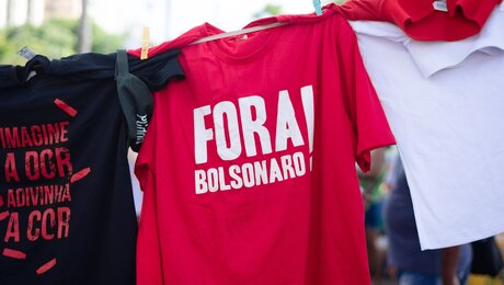 T-Shirt mit einem Protestspruch gegen Brasiliens Präsidenten Bolsonaro / © ThalesAntonio (shutterstock)