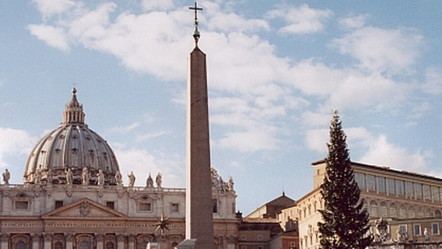 Vatikan: Auf dem Petersplatz steht der erleuchtete Weihnachtsbaum (KNA)
