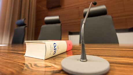 Strafprozessordnung auf dem Richtertisch / © Patrick Seeger (dpa)