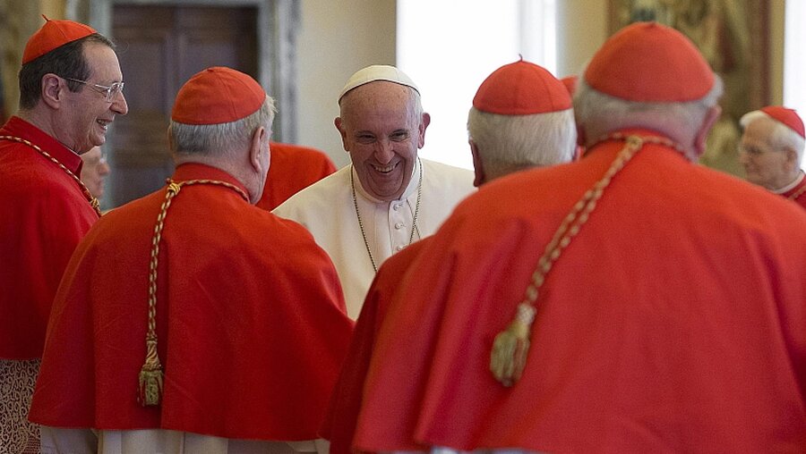 Papst Franziskus mit Bischöfen beim Konsistorium / © Osservatore Romano / Handout (dpa)