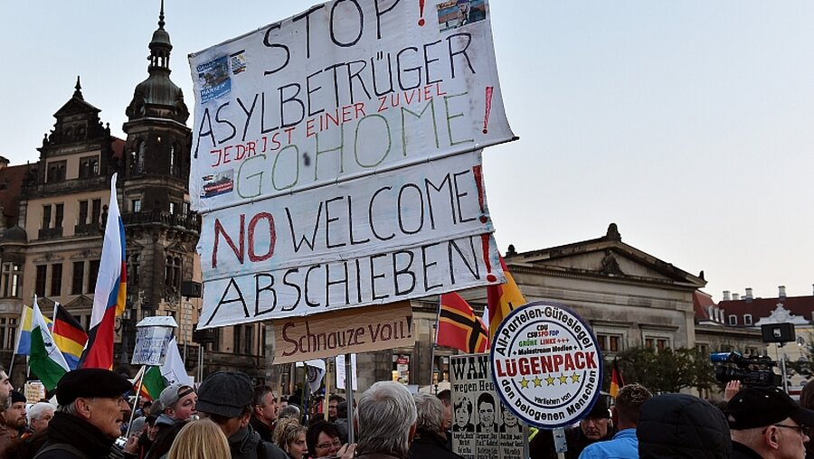 Pegida-Demo in Dresden / © Bernd Settnik (dpa)