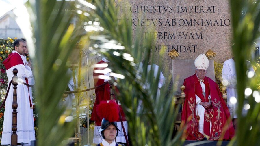 Papst Franziskus bei der Palmsonntagsmesse (dpa)