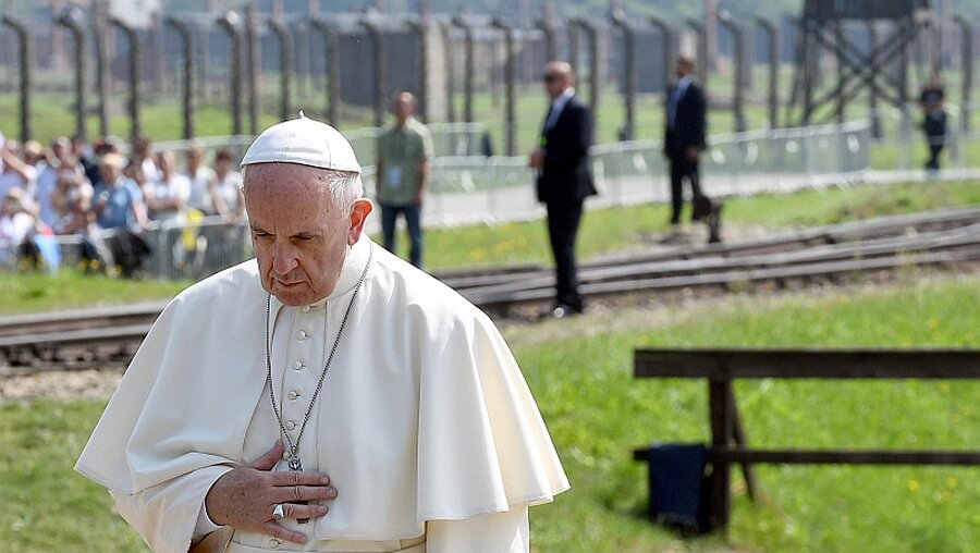 Papst Franziskus in Auschwitz / © Daniel Dal Zennaro  (dpa)