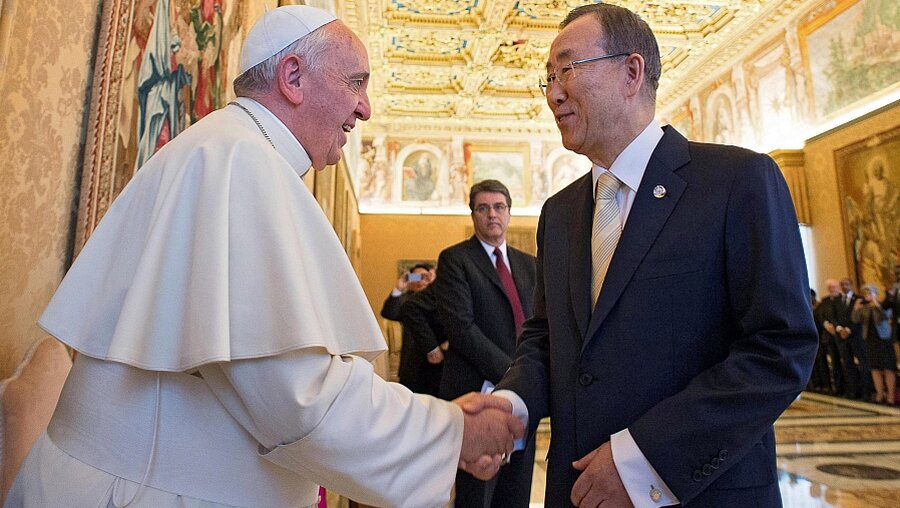 Franziskus und Ban Ki Moon sind in einem US-Wahlwerbespot zu sehen (dpa)