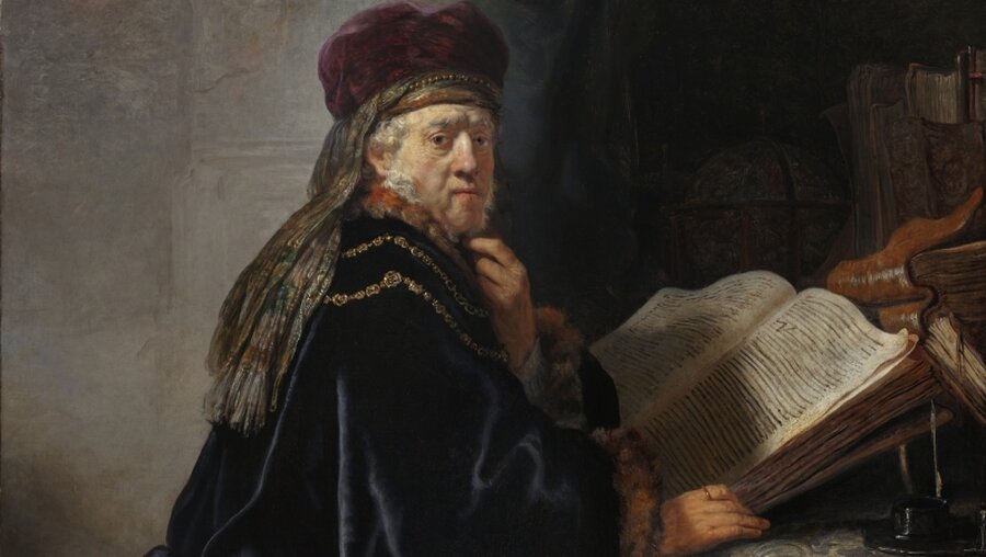 Rembrandt (Harmensz. van Rijn), Gelehrter im Studierzimmer, 1634, Öl auf Leinwand, Nationalgalerie Prag (WRM)