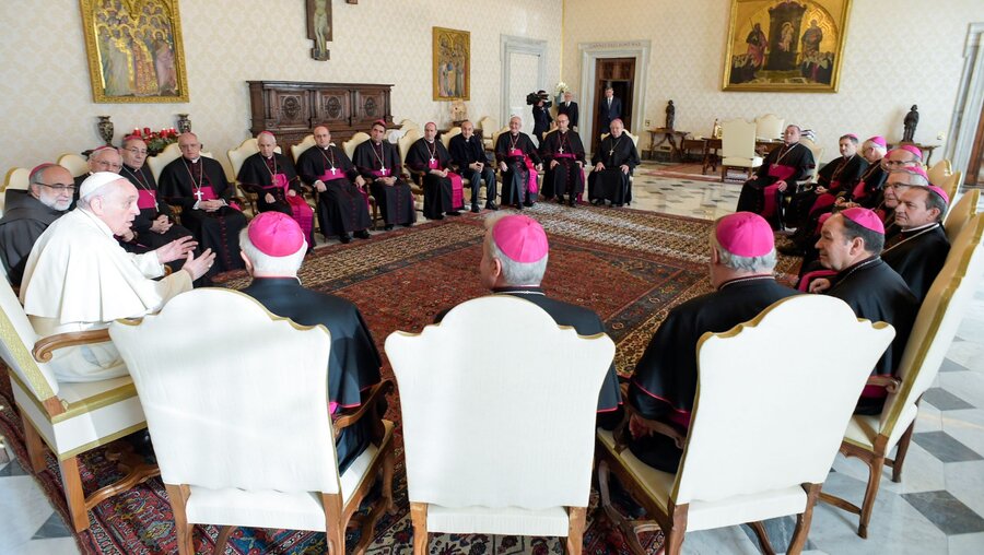 Spanische Bischöfe beim Papst / © Vatican Media/Romano Siciliani (KNA)
