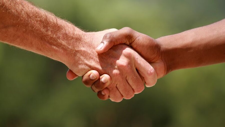 Zwei Hände reichen sich zum Friedensgruß / © mikeledray (shutterstock)