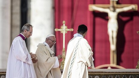 Papst Franziskus während der Zeremonie zur Heiligsprechung von Mutter Teresa / © Angelo Carconi (dpa)