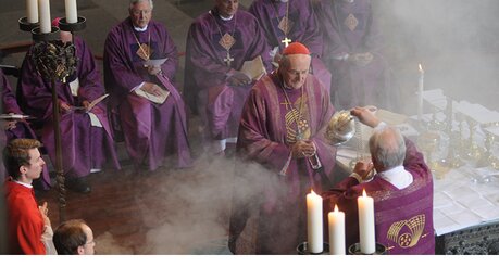 Ein unvergesslicher Moment: Kardinal Meisner hält zum letzten Mal ein feierliches Pontifikalamt im Kölner Dom. / © Tomasetti (DR)