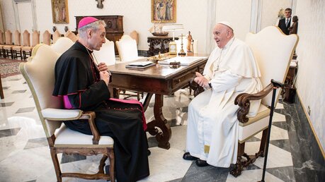 Papst Franziskus empfängt Erzbischof Georg Gänswein / © Vatican Media/Romano Siciliani (KNA)
