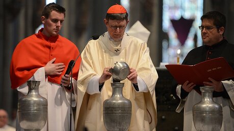 Kardinal Woelki während der Chrisam-Messe im Kölner Dom am Montag der Karwoche / © Beatrice Tomasetti  (DR)