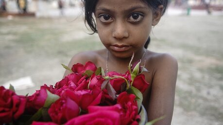 Bangladesch: Die fünfjährige obdachlose Tuni verkauft Blumen  / © Md. Mehedi Hasan (dpa)