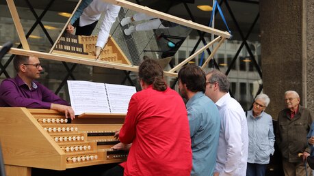 Orgelquartett Matthias Haarmann, Markus Hinz, Meik Impekoven und Thomas Roß / © Lea Brüggemann (DR)