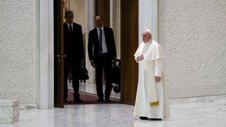 Papst Franziskus auf dem Weg zur Generalaudienz / © Gregorio Borgia (dpa)