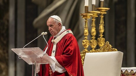 Papst Franziskus beim Gottesdienst im Petersdom zum Fest Peter und Paul / © Stefano dal Pozzolo (KNA)