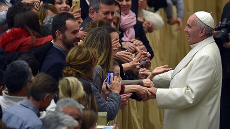 Franziskus bei der Audienz im Vatikan / © Ettore Ferrari (dpa)