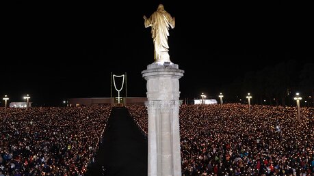 Hunderttausende haben sich eingefunden vor dem Heiligtum von Fatima. / © Alessandra Tarantino (dpa)