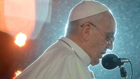 Papst Franziskus im Regen  (dpa)