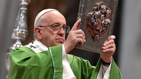 Papst Franziskus feiert die Abschlussmesse / © Ettore Ferrari (dpa)