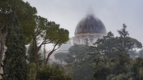 Blick von den Vatikanischen Museen auf den Petersdom im Nebel / © Alessandro Zanarini (shutterstock)